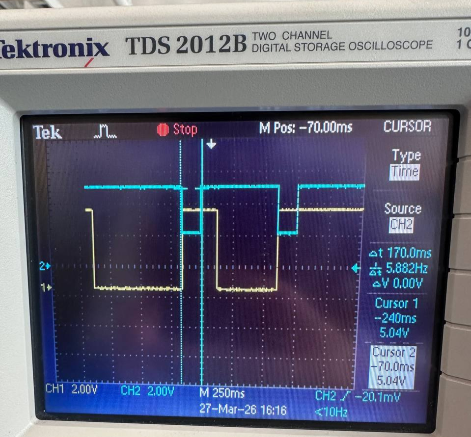 Oscilloscope: monostable output and LED driver pulses
